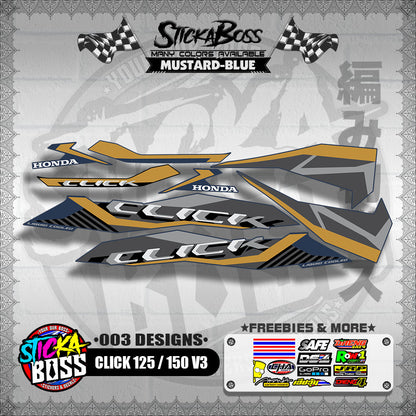 CLICK 125 / 150 V3 STOCK DECALS ( 003 DESIGNS )【WITH FREEBIES】
