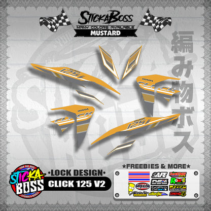 CLICK 125 V2 DECALS ( LOCK DESIGN )【WITH FREEBIES】
