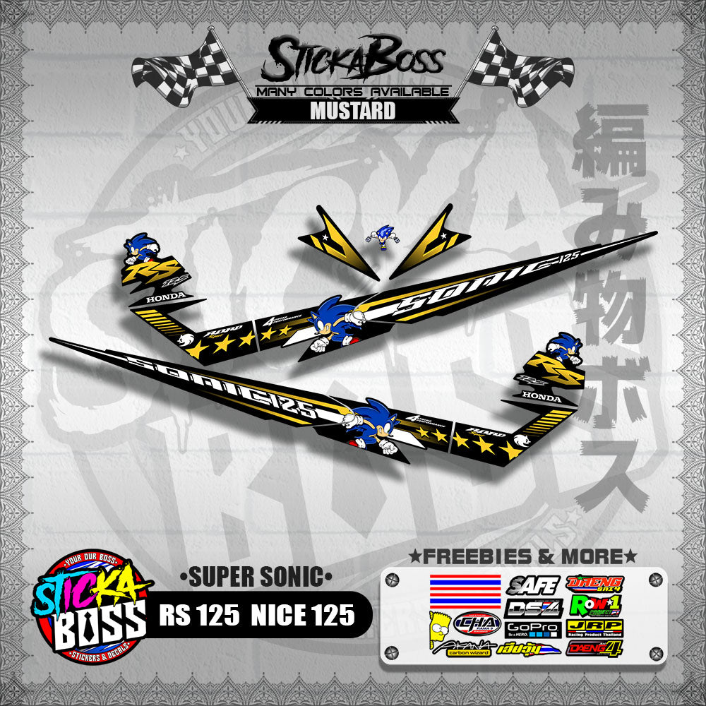 RS 125  / NICE 125 DECALS ( SUPER SONIC )【WITH FREEBIES】