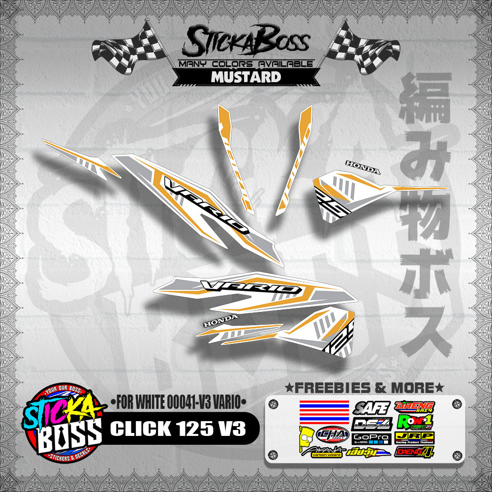 CLICK 125 V3 DECALS ( FOR WHITE 00041-V3 VARIO )【WITH FREEBIES】