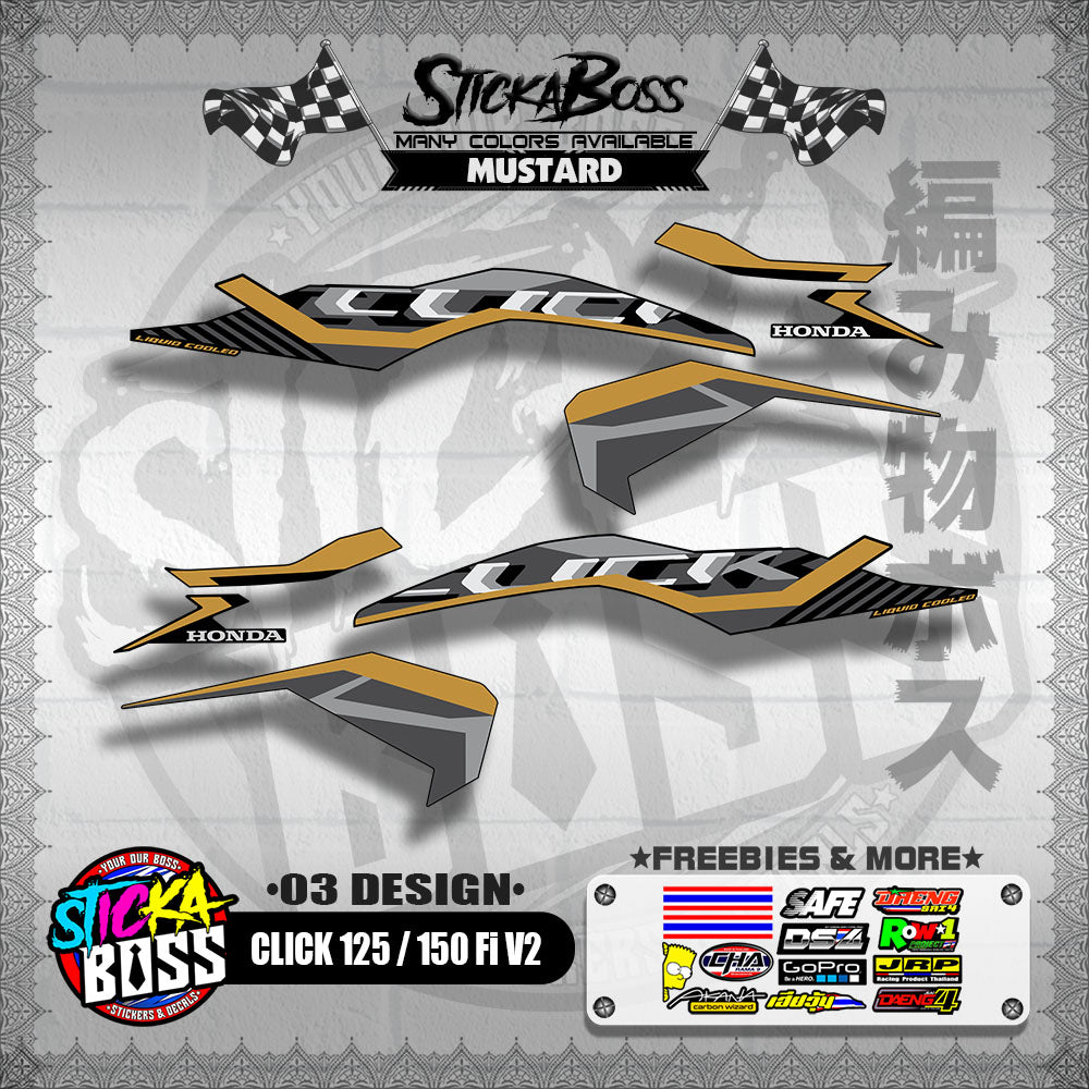CLICK 125 / 150 Fi V2 DECALS ( 03 DESIGN )【WITH FREEBIES】
