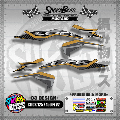 CLICK 125 / 150 Fi V2 DECALS ( 03 DESIGN )【WITH FREEBIES】