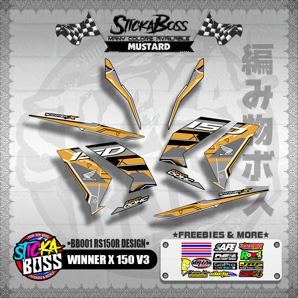 WINNER X 150 V3 DECALS ( BB001 RS150R DESIGN )【WITH FREEBIES】