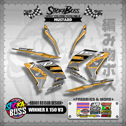 WINNER X 150 V3 DECALS ( BB001 RS150R DESIGN )【WITH FREEBIES】