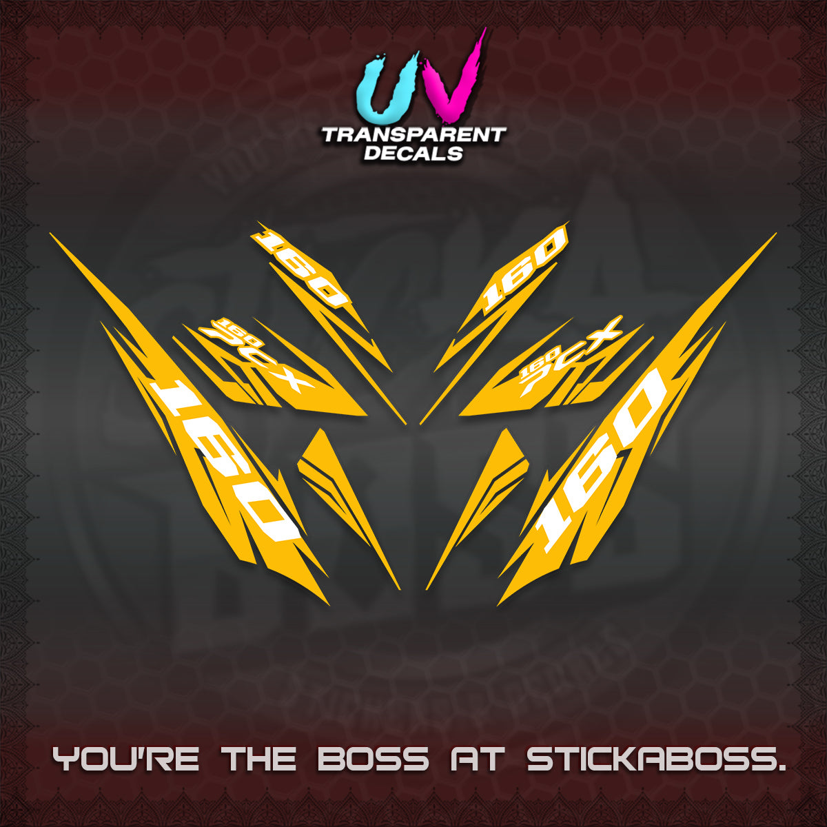 PCX 150 160 INDO UV TRANSPARENT DECALS (2026 NEW 08 DESIGN) STICKER DECALS By STICKABOSS
