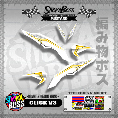 CLICK V3 DECALS ( FOR WHITE 2 TONE SPEED STREAKS )【WITH FREEBIES】