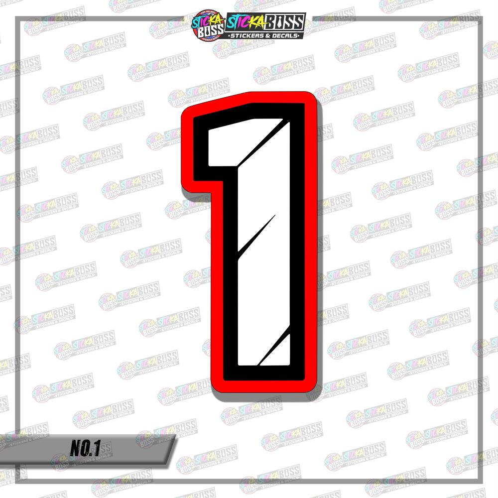 RACING NUMBER 5.5 INCHES (SMALL PRINT STICKER DECALS )