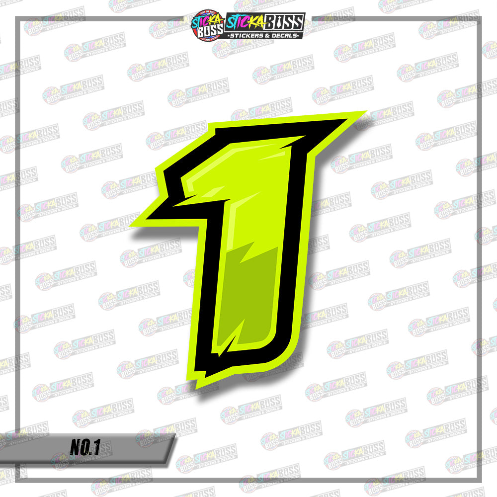 RACING NUMBER DESIGN02  8INCHES SIZE (SMALL PRINT STICKER DECALS )