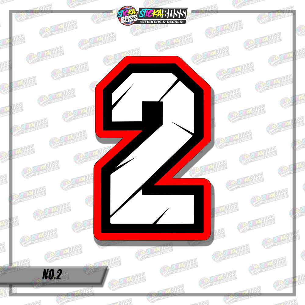 RACING NUMBER 5.5 INCHES (SMALL PRINT STICKER DECALS )
