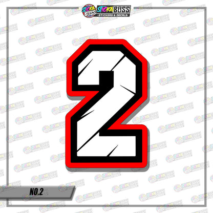 RACING NUMBER 5.5 INCHES (SMALL PRINT STICKER DECALS )