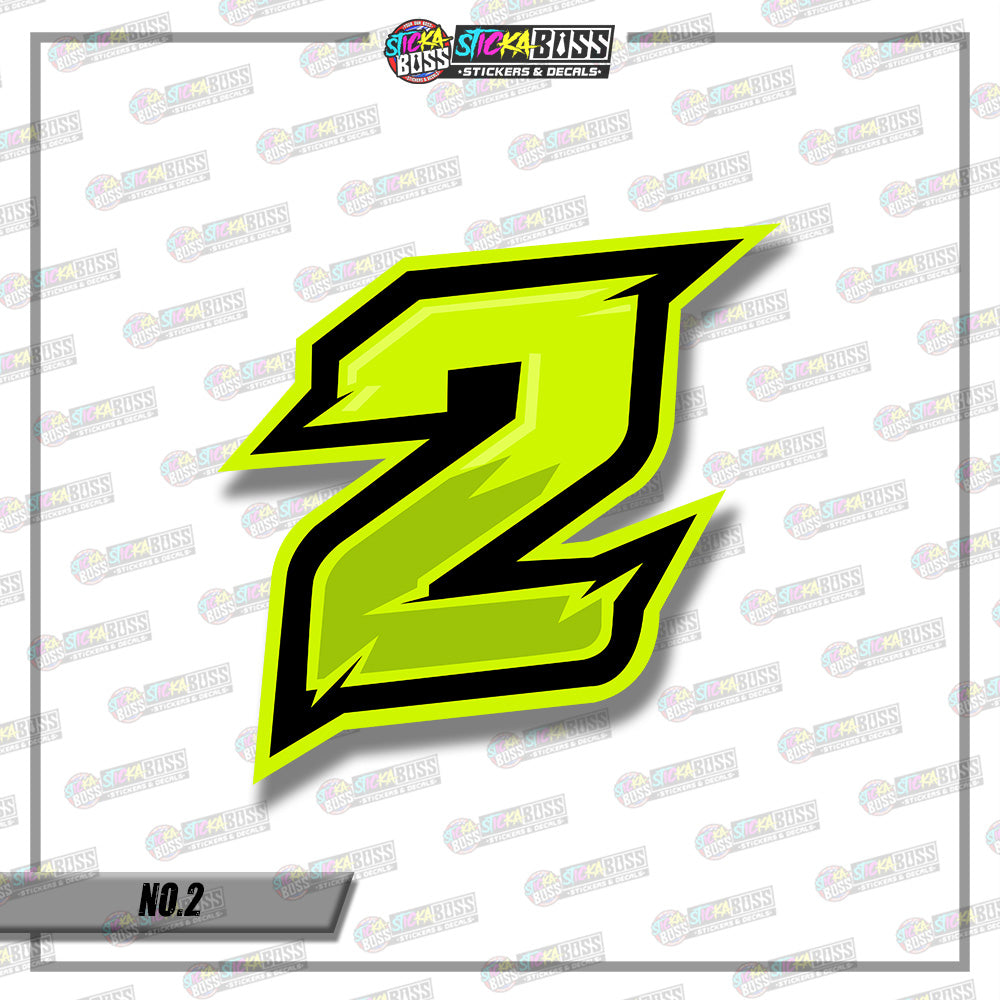 RACING NUMBER DESIGN02  8INCHES SIZE (SMALL PRINT STICKER DECALS )