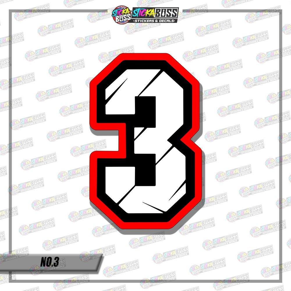 RACING NUMBER 5.5 INCHES (SMALL PRINT STICKER DECALS )