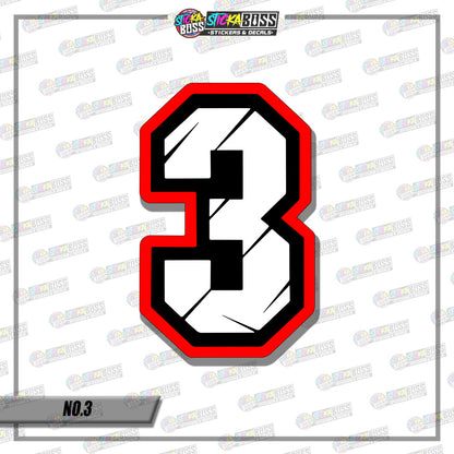 RACING NUMBER 5.5 INCHES (SMALL PRINT STICKER DECALS )