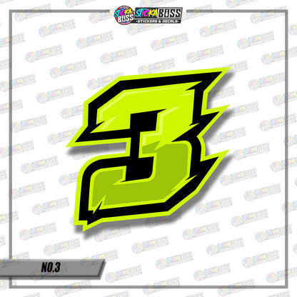 RACING NUMBER DESIGN02  8INCHES SIZE (SMALL PRINT STICKER DECALS )