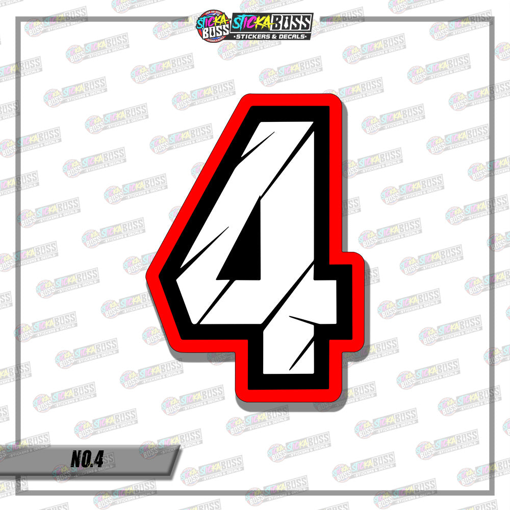 RACING NUMBER 5.5 INCHES (SMALL PRINT STICKER DECALS )
