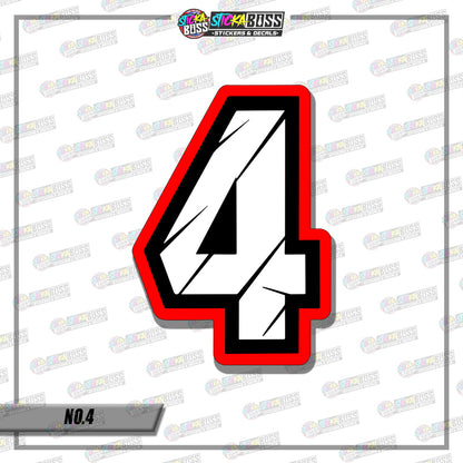 RACING NUMBER 5.5 INCHES (SMALL PRINT STICKER DECALS )