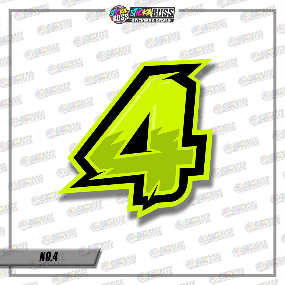 RACING NUMBER DESIGN02  8INCHES SIZE (SMALL PRINT STICKER DECALS )