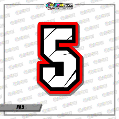 RACING NUMBER 5.5 INCHES (SMALL PRINT STICKER DECALS )