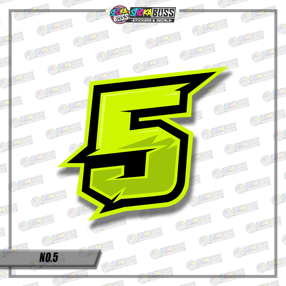 RACING NUMBER DESIGN02  8INCHES SIZE (SMALL PRINT STICKER DECALS )