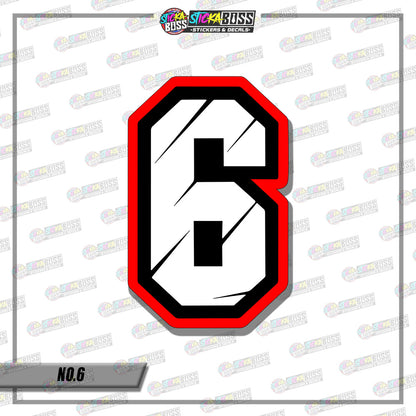 RACING NUMBER 5.5 INCHES (SMALL PRINT STICKER DECALS )