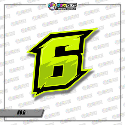 RACING NUMBER DESIGN02  8INCHES SIZE (SMALL PRINT STICKER DECALS )
