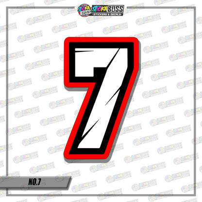 RACING NUMBER 5.5 INCHES (SMALL PRINT STICKER DECALS )