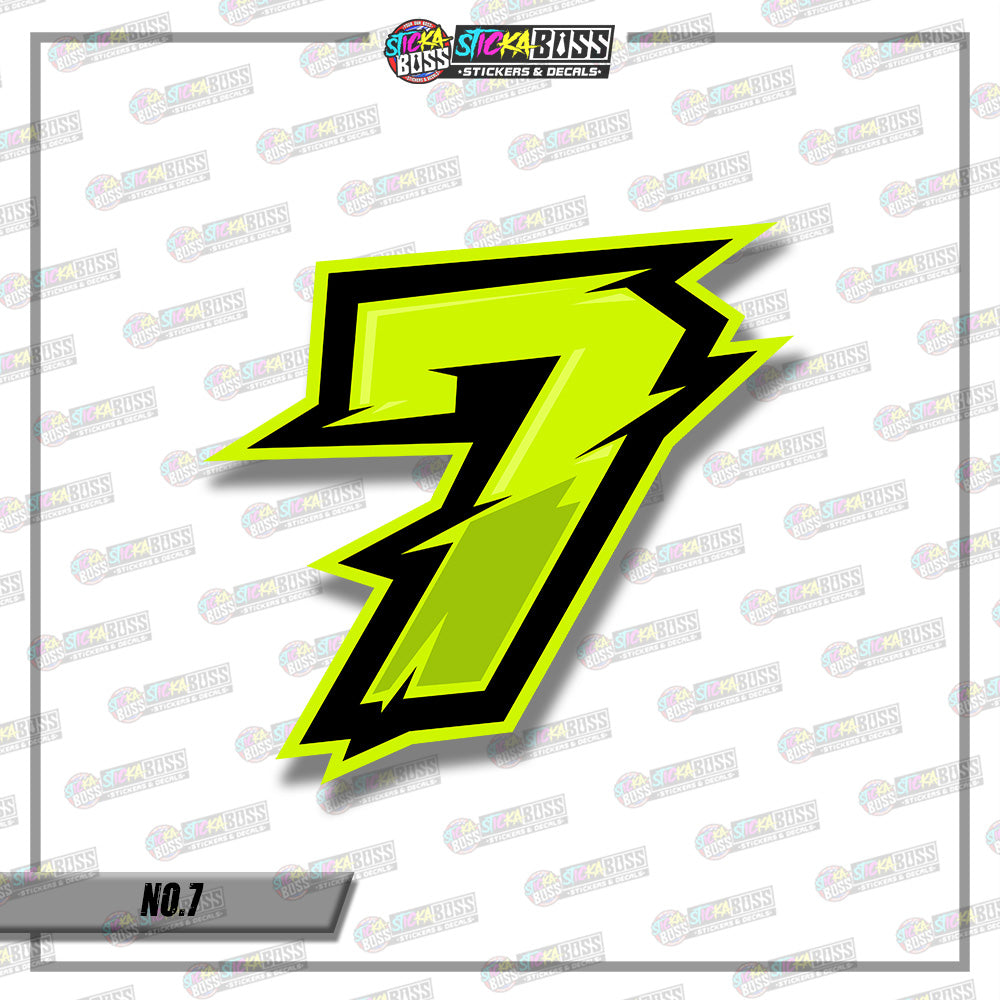 RACING NUMBER DESIGN02  8INCHES SIZE (SMALL PRINT STICKER DECALS )
