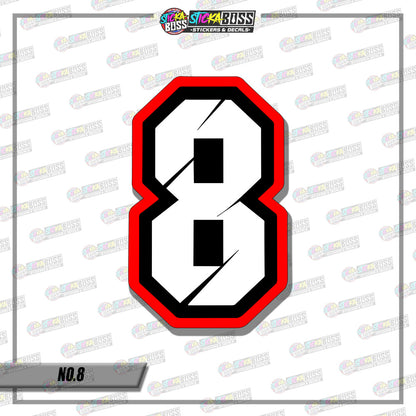 RACING NUMBER 5.5 INCHES (SMALL PRINT STICKER DECALS )