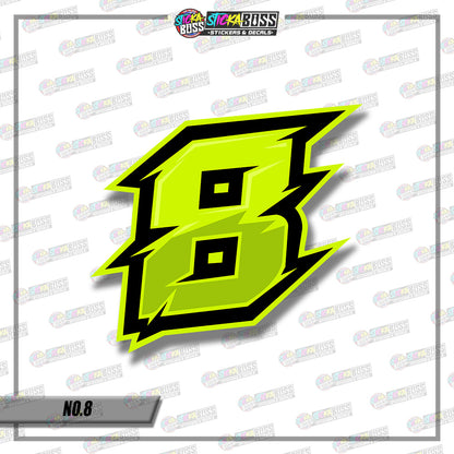 RACING NUMBER DESIGN02  8INCHES SIZE (SMALL PRINT STICKER DECALS )