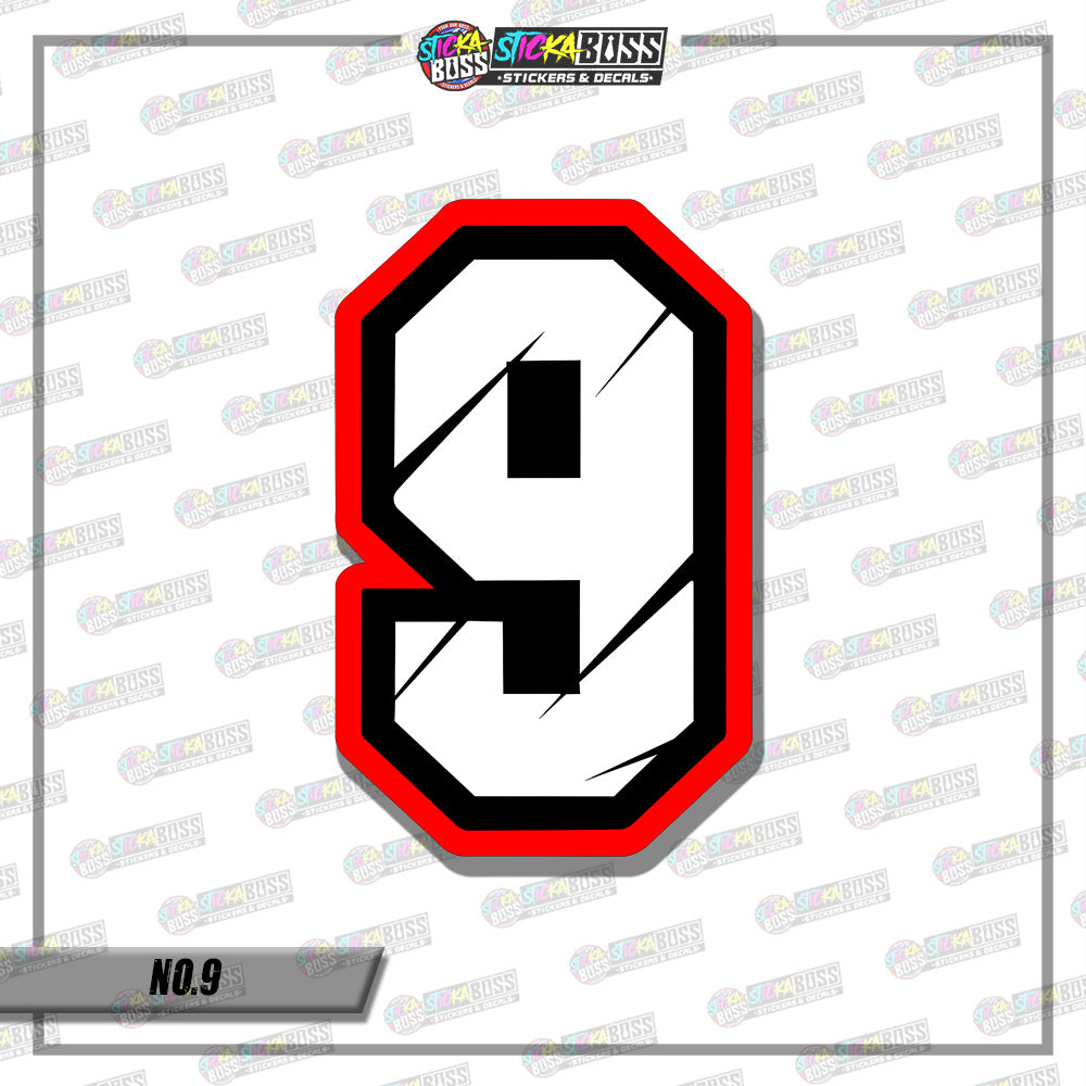 RACING NUMBER 5.5 INCHES (SMALL PRINT STICKER DECALS )