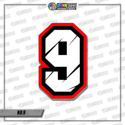 RACING NUMBER 5.5 INCHES (SMALL PRINT STICKER DECALS )
