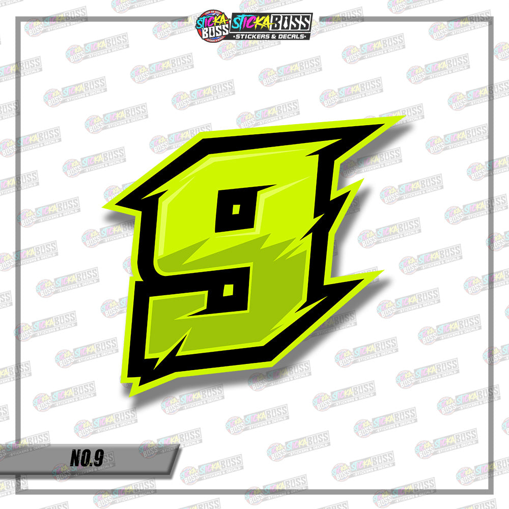 RACING NUMBER DESIGN02  8INCHES SIZE (SMALL PRINT STICKER DECALS )