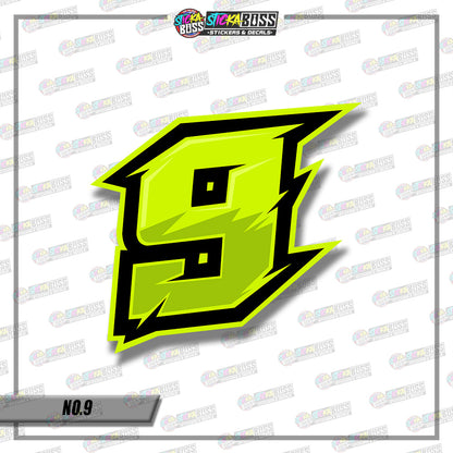 RACING NUMBER DESIGN02  8INCHES SIZE (SMALL PRINT STICKER DECALS )