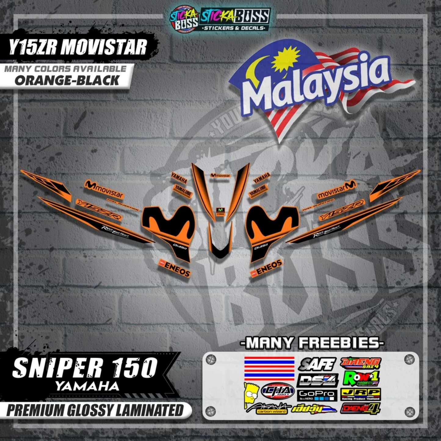 Sniper 150 Malaysian Decals ( Y15ZR MOVISTAR )【WITH FREEBIES】Malaysia Concept