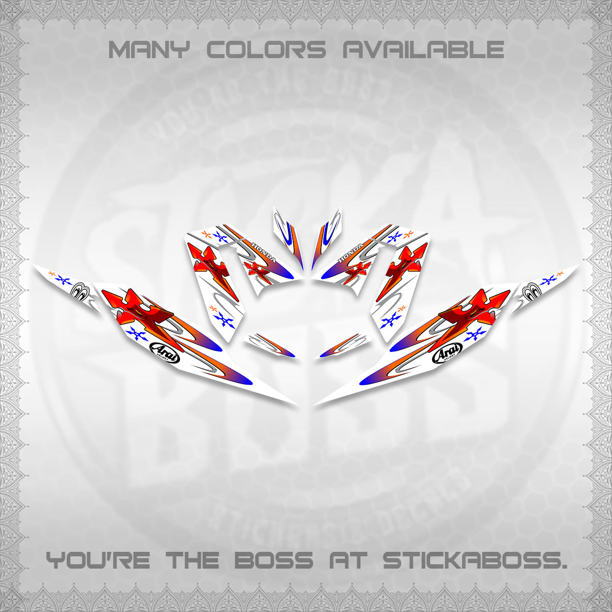 CLICK 125 V4 FOR WHITE DECALS (2026 ARAI STAR RACING DESIGN) STICKER DECALS By STICKABOSS