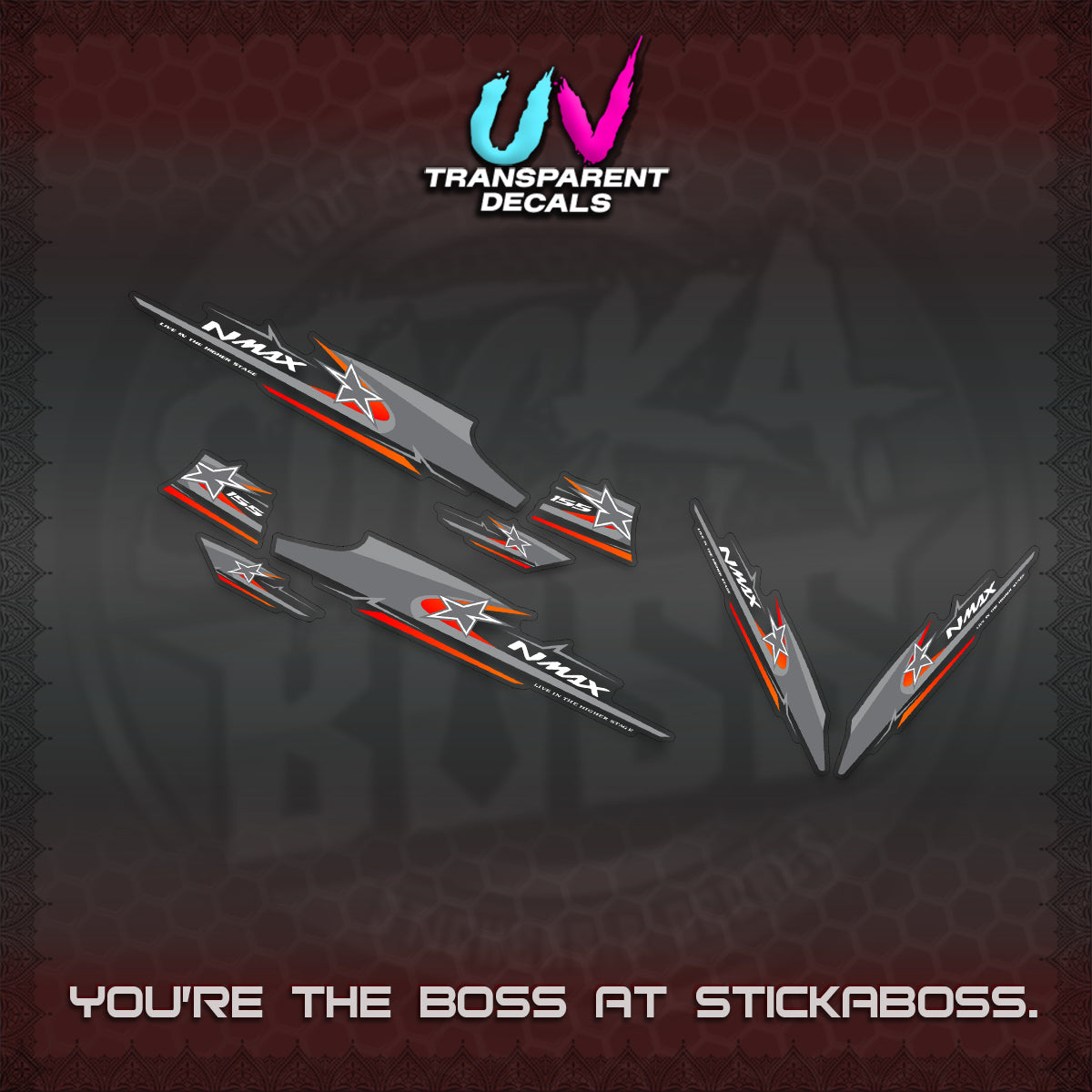 NMAX V1 THAI-INDO  UV TRANSPARENT DECALS (THMI 02 DESIGN)STICKER DECALS By STICKABOSS
