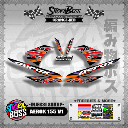 AEROX 155 V1 DECALS ( INJEKSI SHARP )[ PREMIUM GLOSSY LAMINATED ]【WITH FREEBIES】