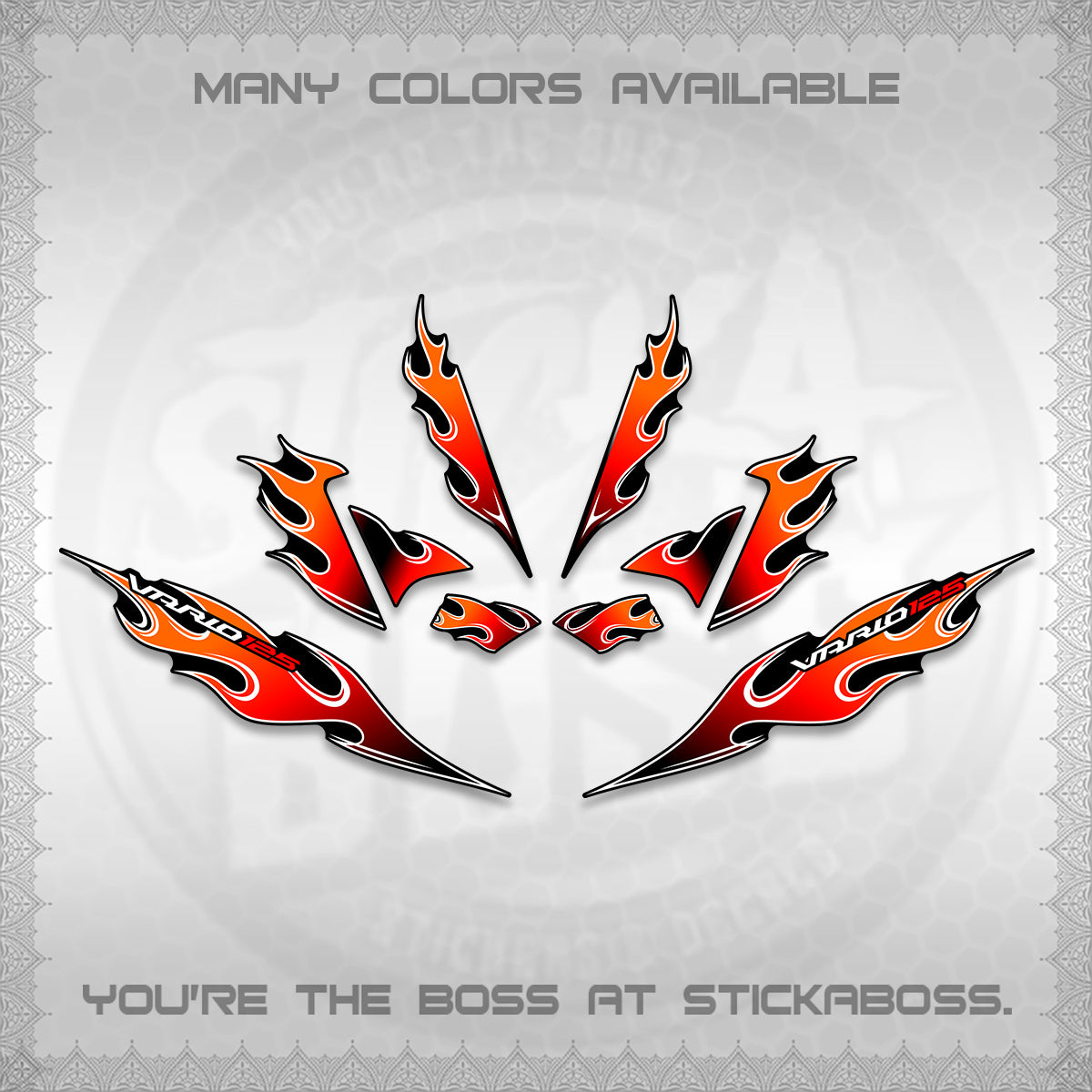 CLICK 125 V4 VARIO DECALS (2026 MOTIF FLAME 2 TONE)STICKER DECALS By STICKABOSS