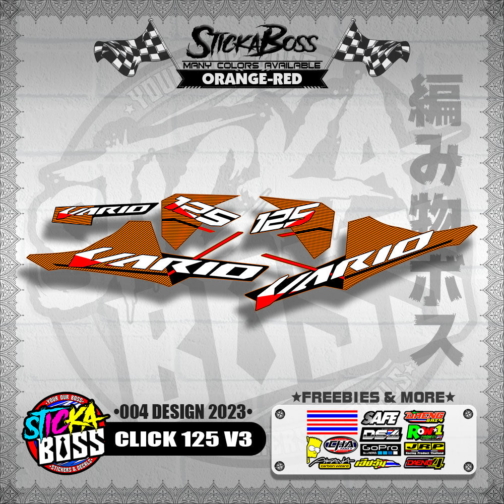 CLICK 125 V3 STOCK DECALS ( 004 DESIGN 2023 ) VARIO【WITH FREEBIES】