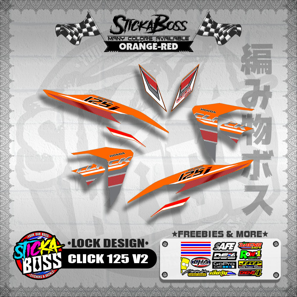 CLICK 125 V2 DECALS ( LOCK DESIGN )【WITH FREEBIES】