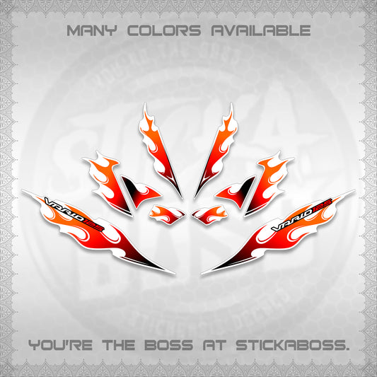 CLICK 125 V4 FOR WHITE VARIO DECALS (2026 MOTIF FLAME 2 TONE)STICKER DECALS By STICKABOSS