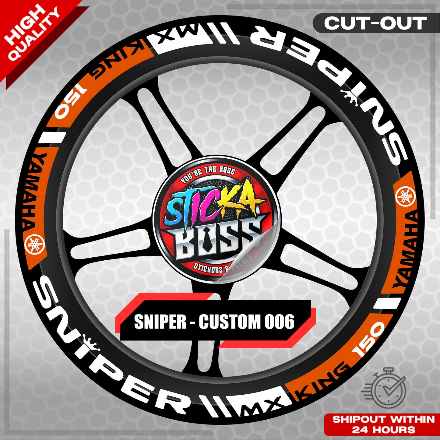 SNIPER 150 / 155 MAGS STICKER SET  ( 2 MAGS ) - CUSTOM 006 | VINYL WATERPROOF CUT-OUT DECALS