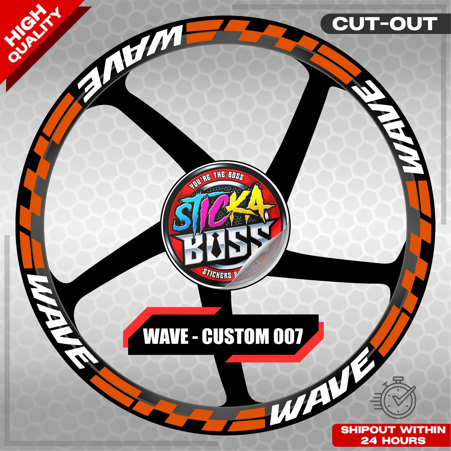 WAVE 110 / 125 MAG STICKER SET ( 2 MAGS ) - CUSTOM 007 | VINYL WATERPROOF CUT-OUT DECALS