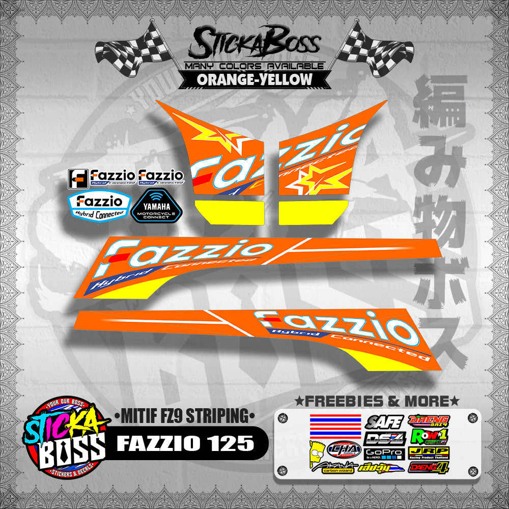FAZZIO 125 DECALS ( MITIF FZ9 STRIPING )【WITH FREEBIES】