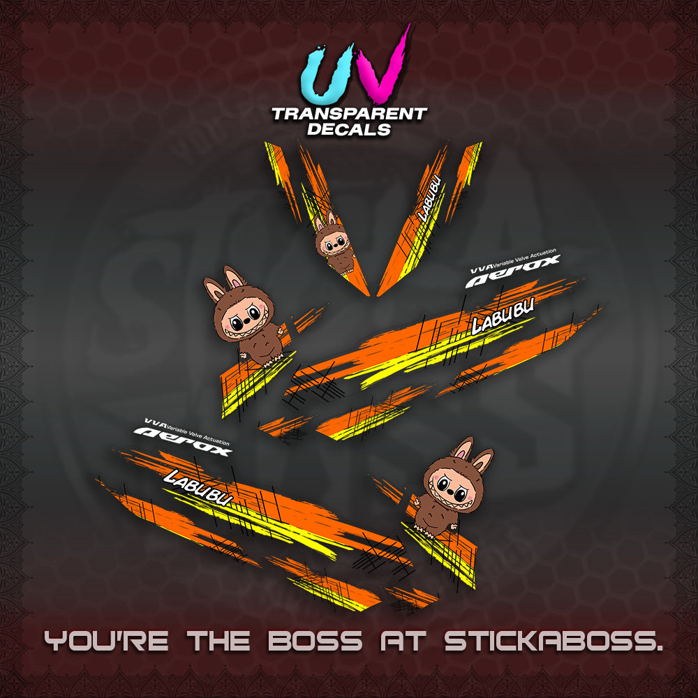 AEROX V2 UV TRANSPARENT DECAL(STUFF TOY 2 TONE)STICKER DECALS By STICKABOSS