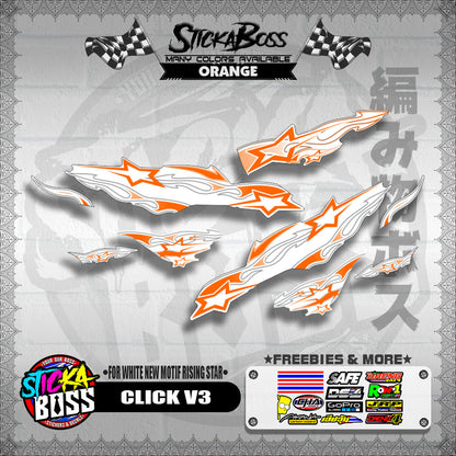 CLICK V3 DECALS ( FOR WHITE NEW MOTIF RISING STAR ) [ PREMIUM GLOSSY LAMINATED ]【WITH FREEBIES】