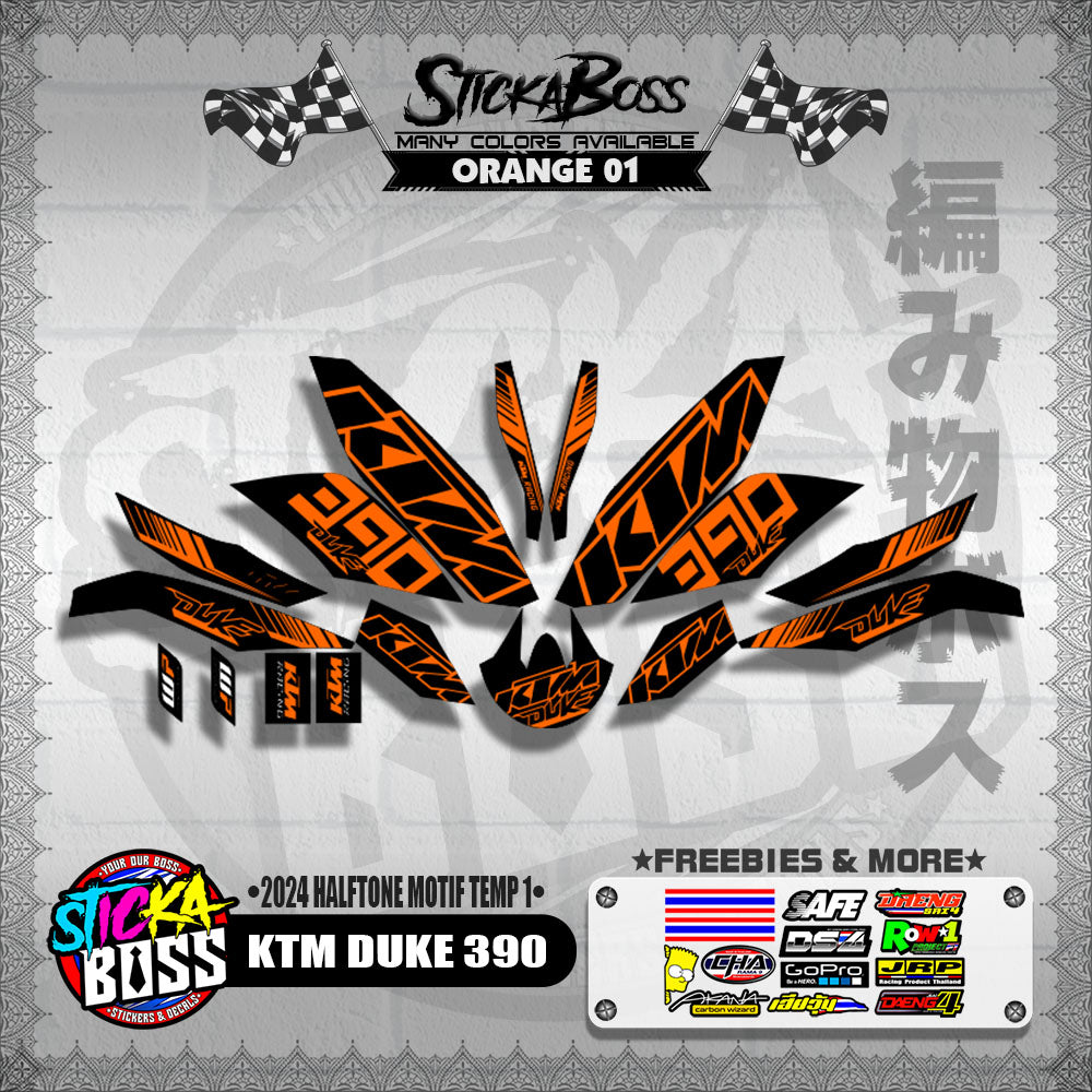 KTM DUKE 390 STICKER DECALS ( 2024 HALFTONE MOTIF TEMP 1 )【WITH FREEBIES】