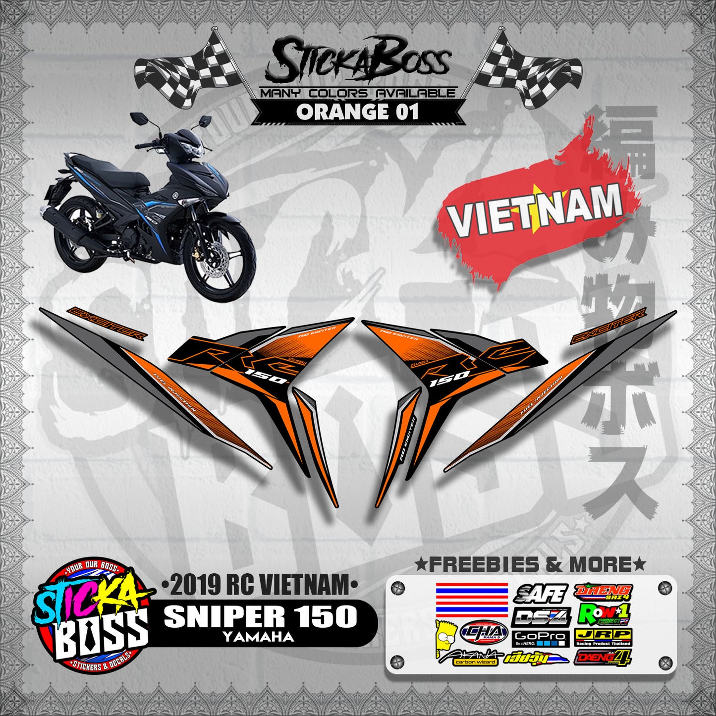 SNIPER 150 STOCK DECALS ( 2019 RC VIETNAM )【WITH FREEBIES】
