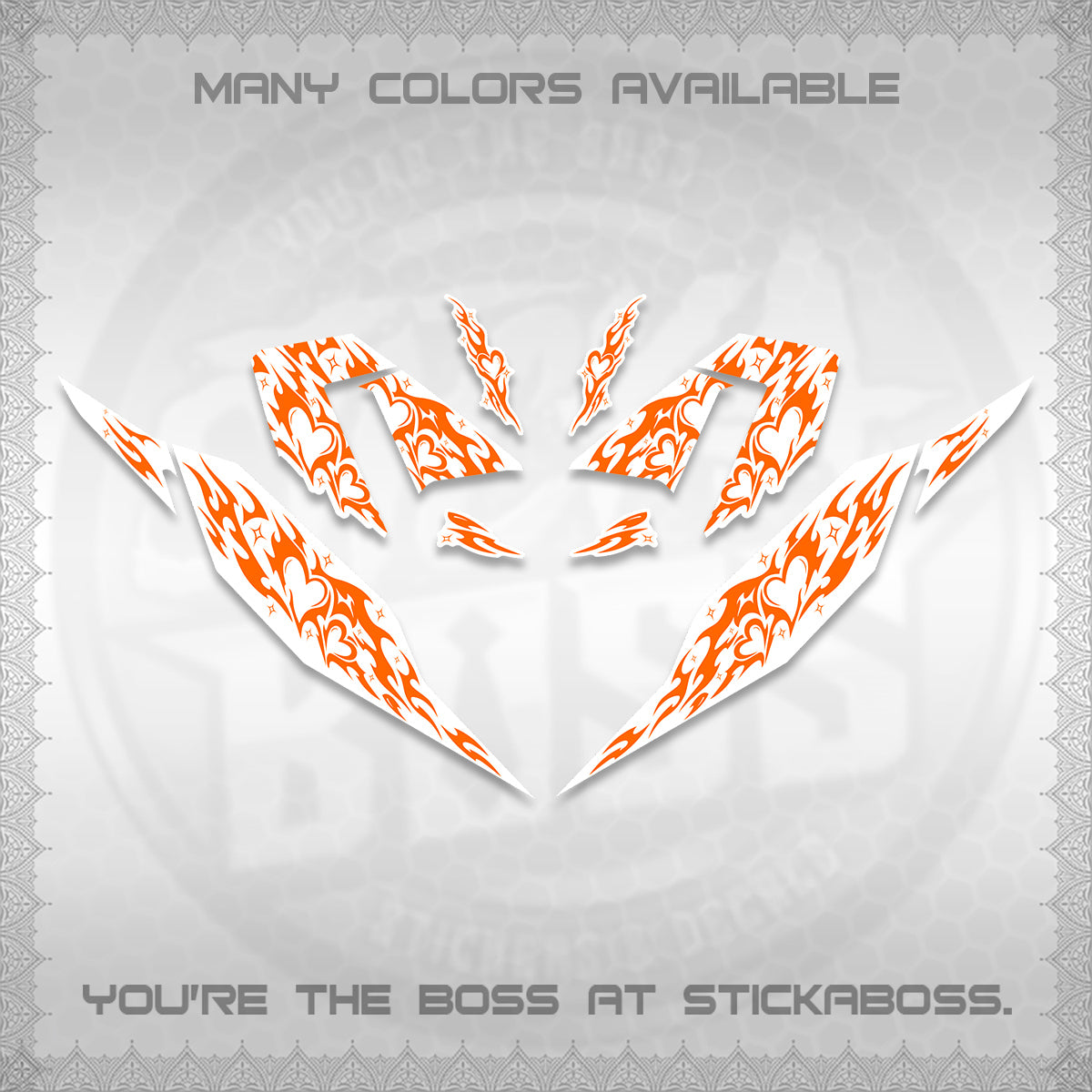 CLICK 125 V4 FOR WHITE DECALS (2026 TRIBAL HEART DESIGN) STICKER KITS BY STICKABOSS
