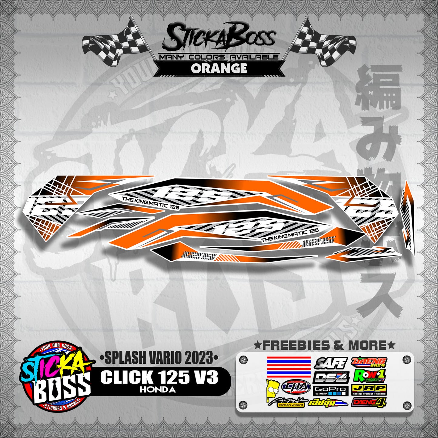 CLICK 125 V3 STOCK DECALS ( SPLASH VARIO 2023 )【WITH FREEBIES】